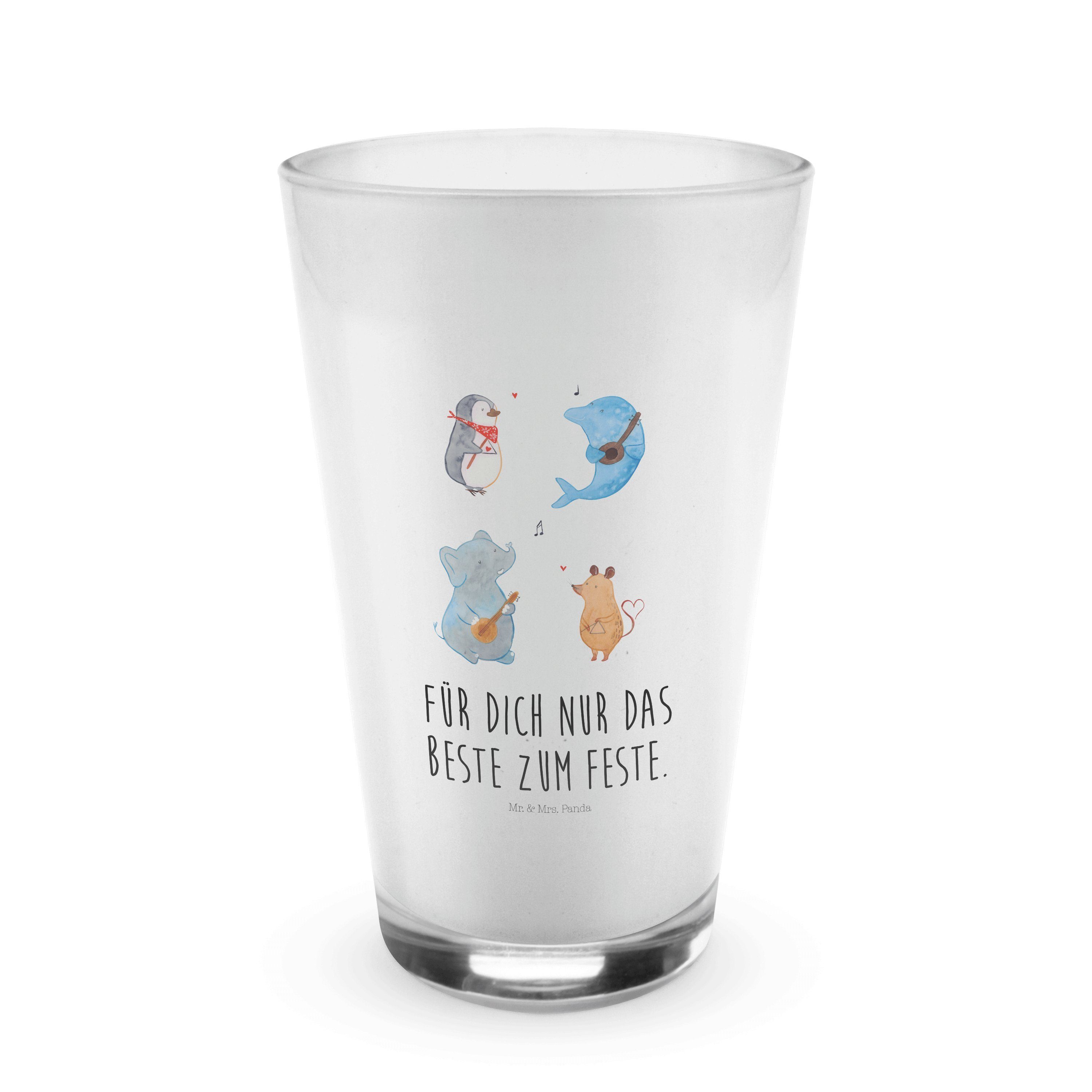 Mr. & Mrs. Panda Glas Big Band - Transparent - Geschenk, Cappuccino Tasse, Cappuccino Glas, Premium Glas