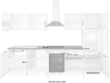 Kochstation Küche KS-Luhe, 300 cm breit, wahlweise mit oder ohne E-Geräten, gefräste MDF-Fronten