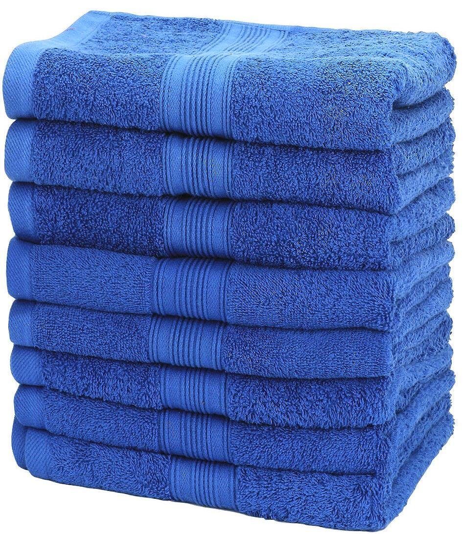NatureMark Handtücher Handtuch 500gsm (8er-Set), 100% Baumwolle (8-St), 8X Frottier Handtücher mit Aufhänger, 50 x 100cm, Royal blau