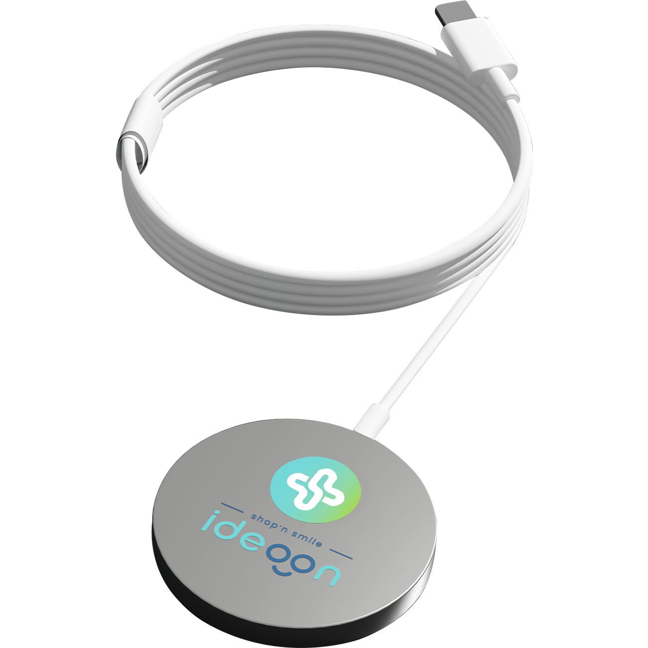 shop'n smile ideoon Kabelloses 15W Ladepad MagSafe-kompatibles Qi Schnellladegerät Ladestation (1er-Set, Magsafe-kompatibel, PD, USB-C-PD, Aluminium/ABS, für Smartphones)