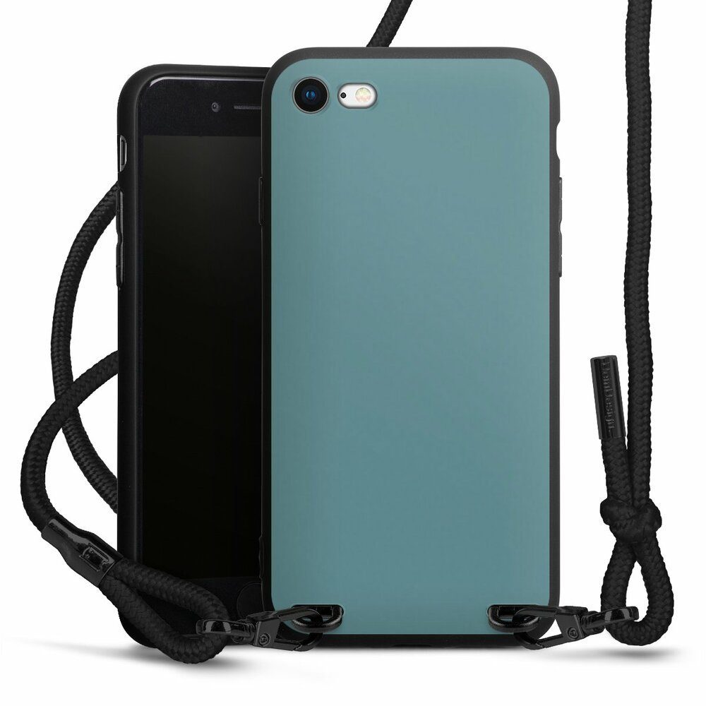 DeinDesign Handyhülle Art Blau einfarbig Petrol, Apple iPhone SE (2022)  Premium Handykette Hülle mit Band