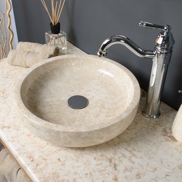 wohnfreuden Aufsatzwaschbecken Marmor-Waschbecken MILO 40 cm creme (Kein Set), 8_582