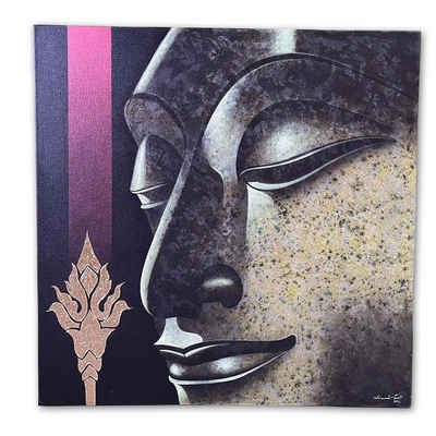 Asien LifeStyle Leinwandbild Buddha Bild Acryl Wandbild auf Leinwand 1x1m