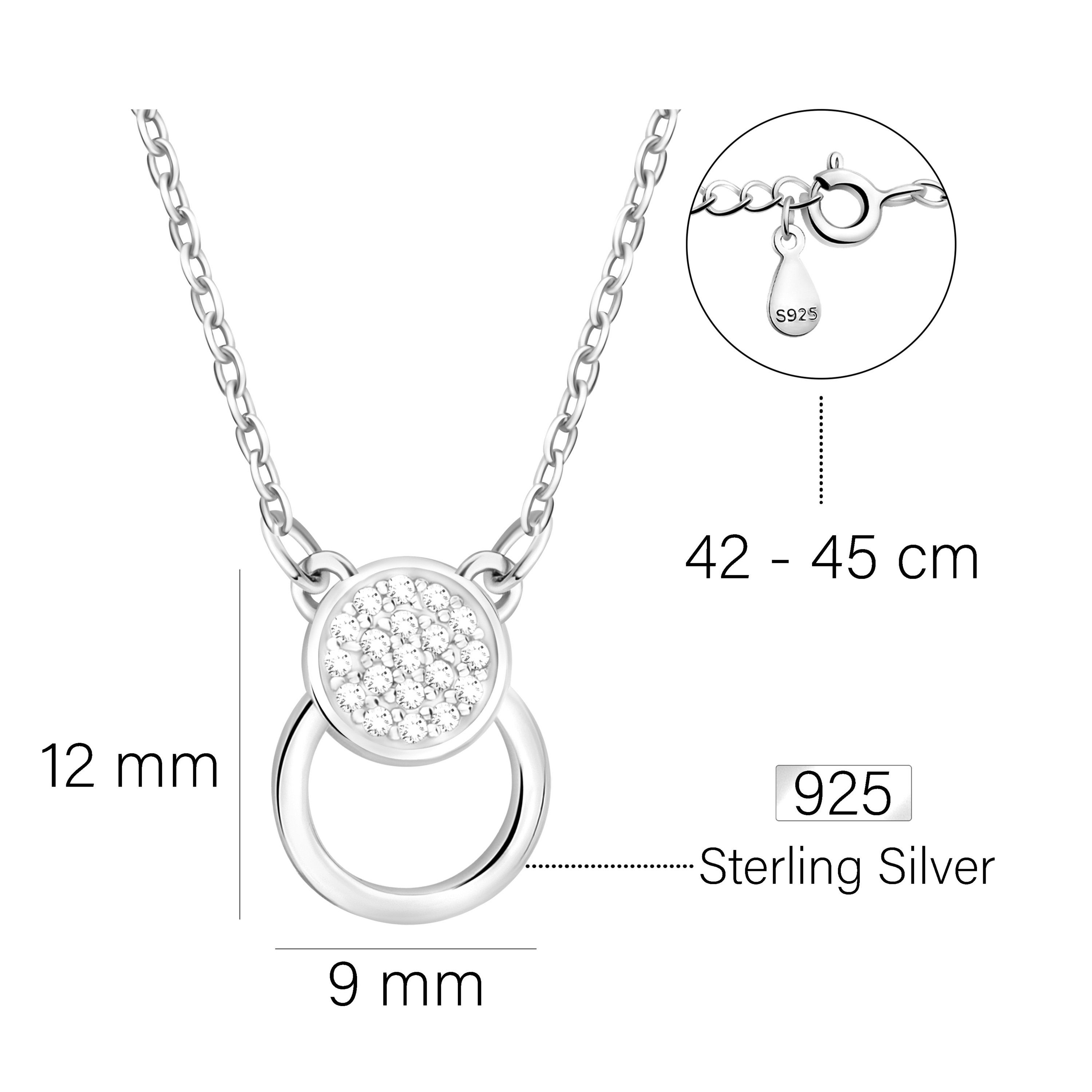 Silber Damen Sofia Kette 925 Kreis, mit Milani Schmuck Anhänger