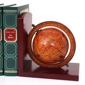 MCW Buchstütze MCW-B79 (Set, 2er), Globus, Globus drehbar 2x Buchstütze, Unterseite mit Überzug, antike Weltkarte