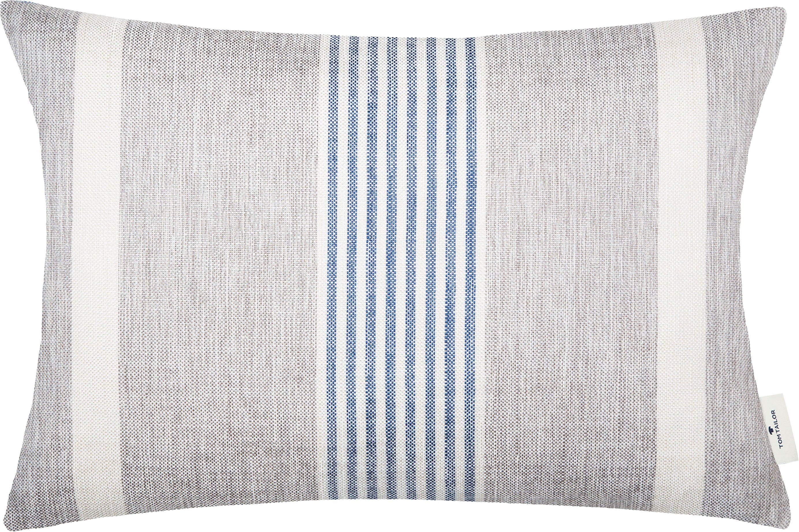 TOM TAILOR HOME Dekokissen Fresh Stripe, mit modernem Streifendessin, Kissenhülle ohne Füllung, 1 Stück blau/dunkelblau/marine
