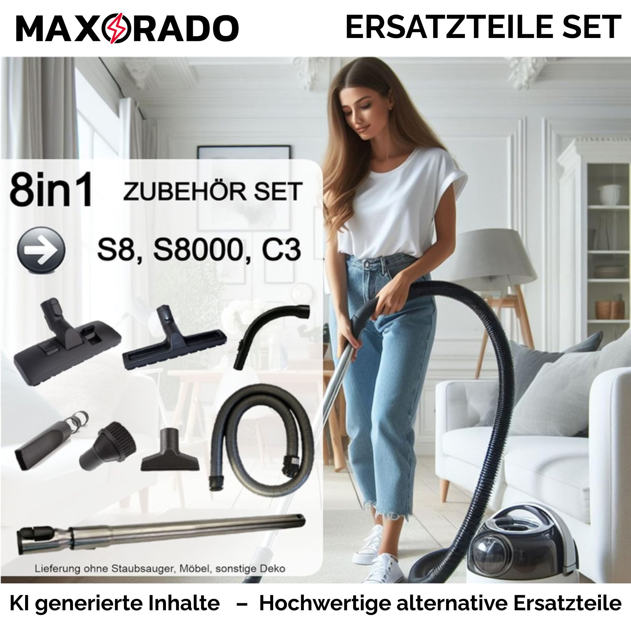 Maxorado Staubsaugerdüsen-Set Düse Rohr Griff Schlauch für Miele C3 S8340 S8430 S8520 S8710 S 8, Zubehör für 7863555, Miele Compact C2, Miele Complete C3, Miele – Bild 2 von 5