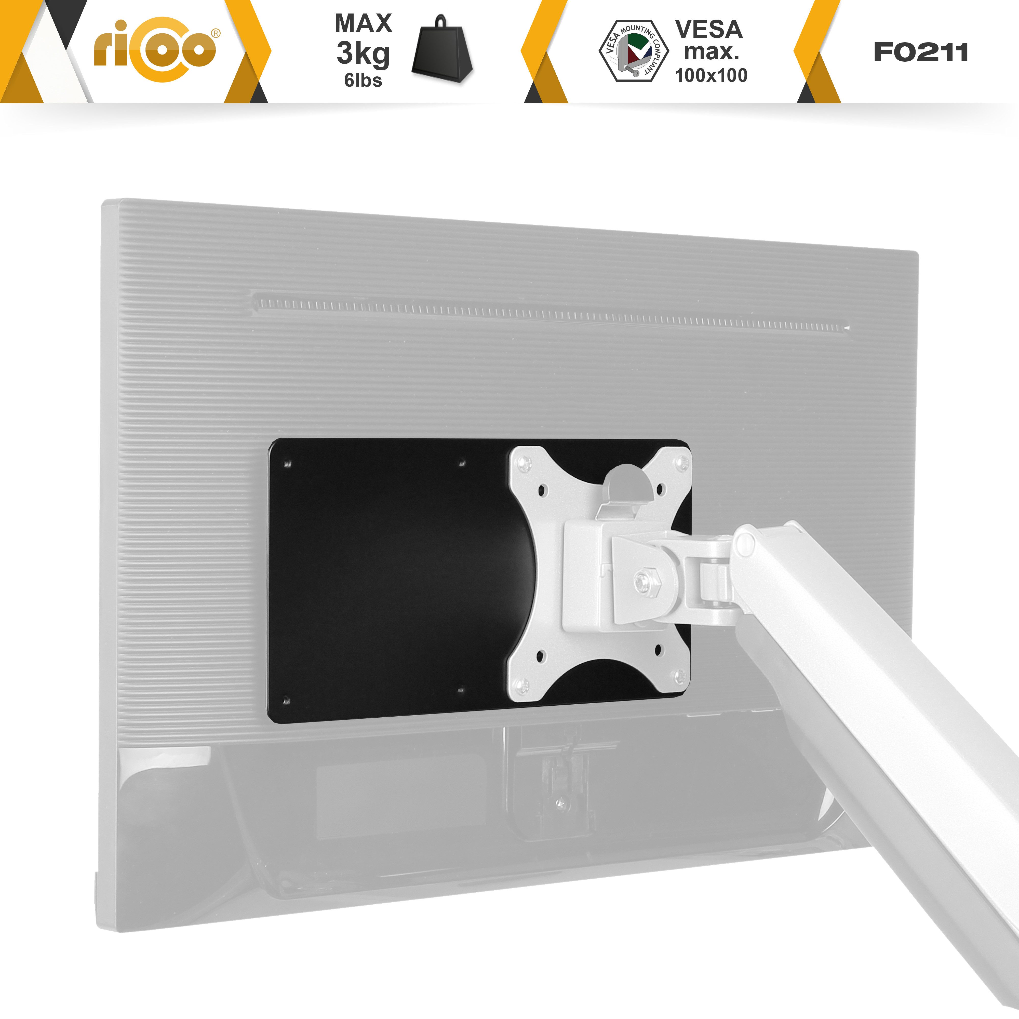 RICOO Halterungszubehör VESA Adapter Universal für Thin Client Intel NUC Mini PC F0211, (VESA 75x75 bis 100x100, 1-tlg., 3 kg Belastbarkeit, unterstützt VESA75x75 und 100x100 mm, Adapter für Thin-Client Intel NUC Mini PC Computer an Monitorhalterung)