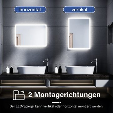 SONNI Badspiegel Badezimmerspiegel mit Beleuchtung LED Wandspiegel Kaltweiß IP44