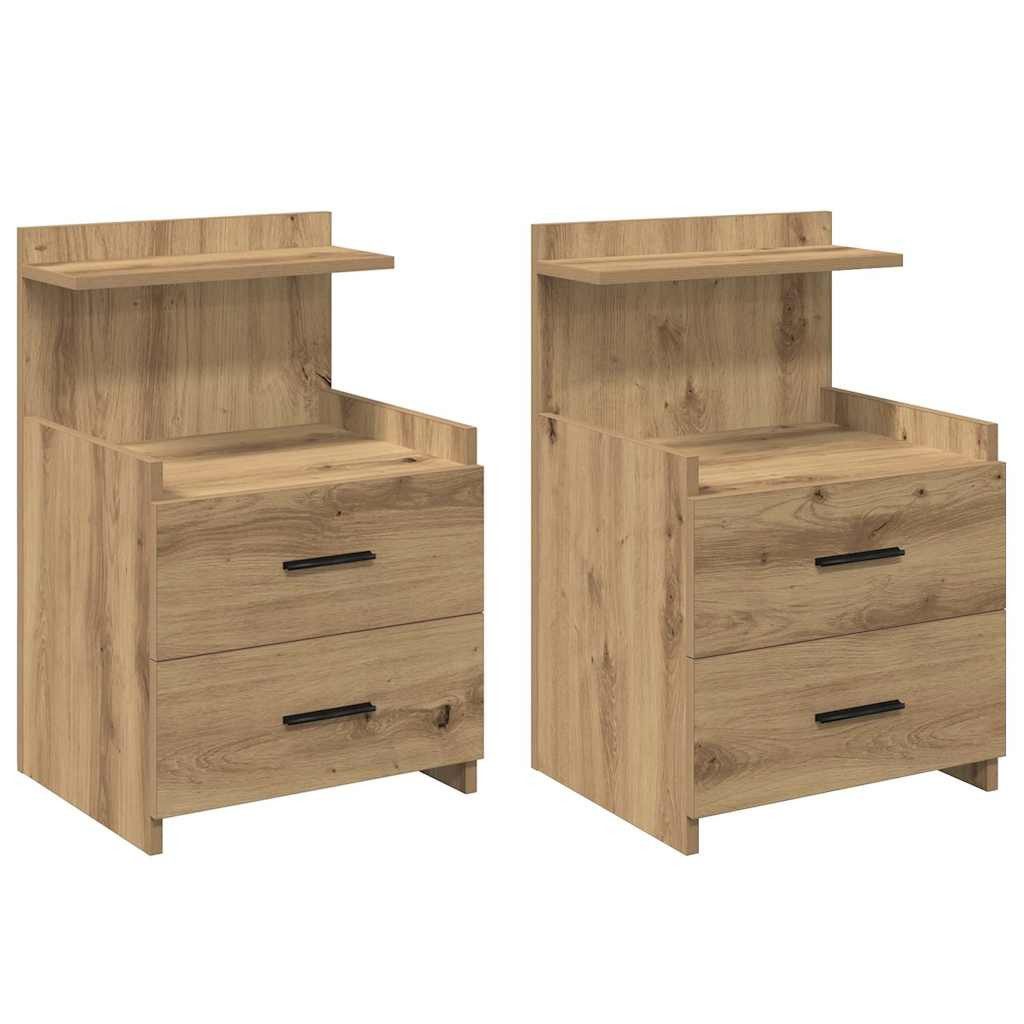 Nachttisch Nachttische 2 Stk. mit 2 Schubladen Artisan-Eiche 40x36,5x62 cm