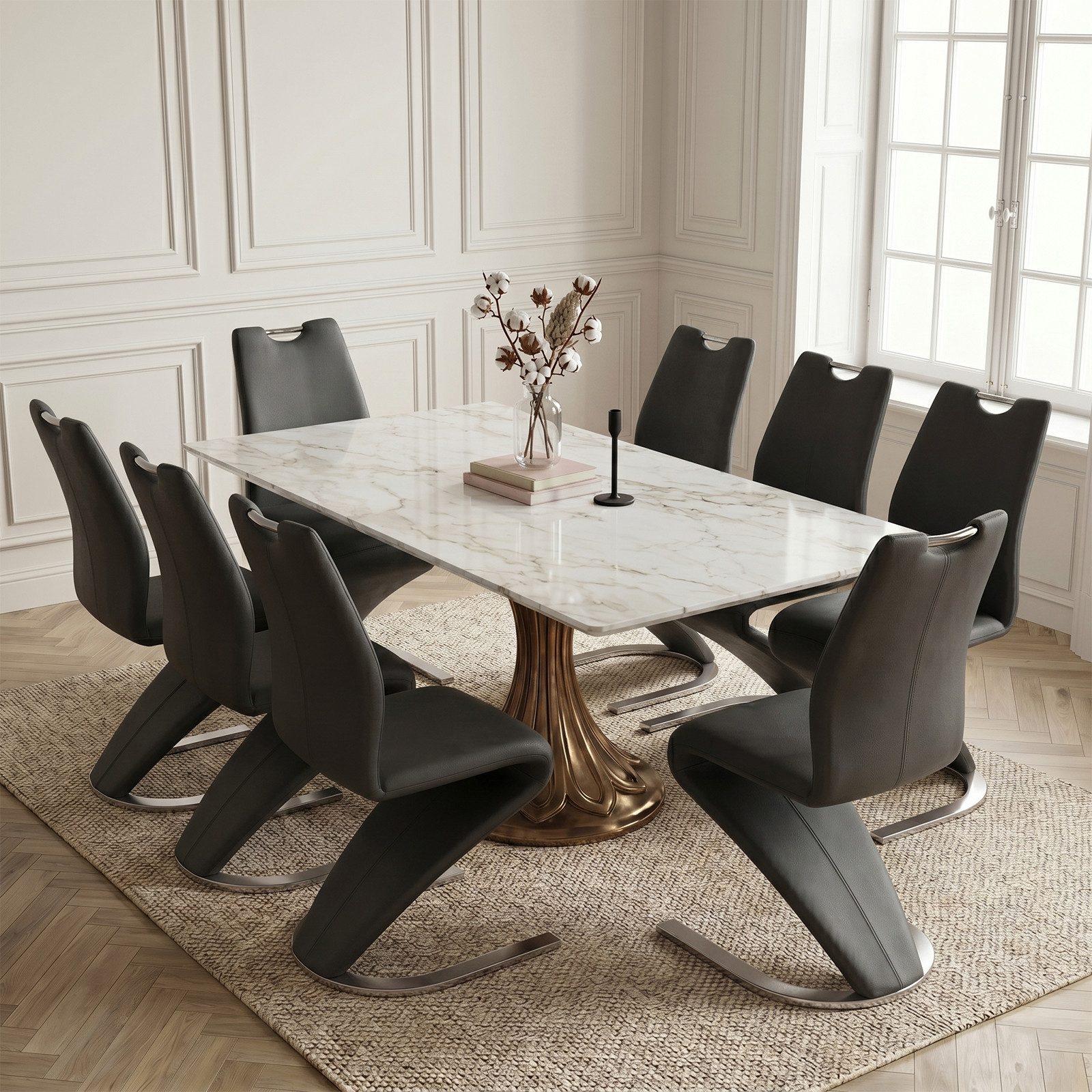 Jiexi Freischwinger Modernes Freischwinger-Set PU-Leder, Z-Form Design, 2/4/6/8er Set