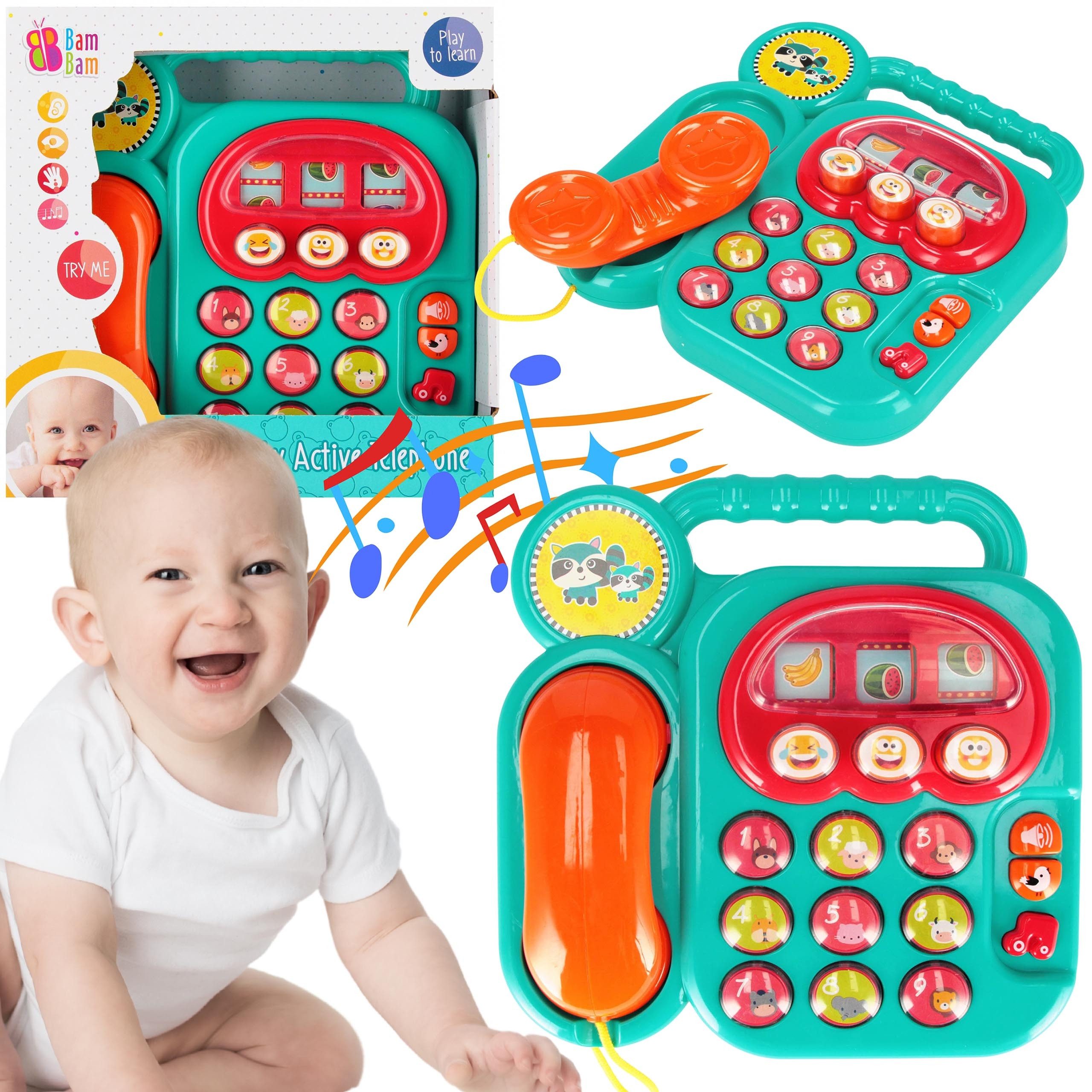 Lernspielzeug Bam Bam MUSIKALISCHES Telefon, pädagogisches Spielzeug für Babys 6m+