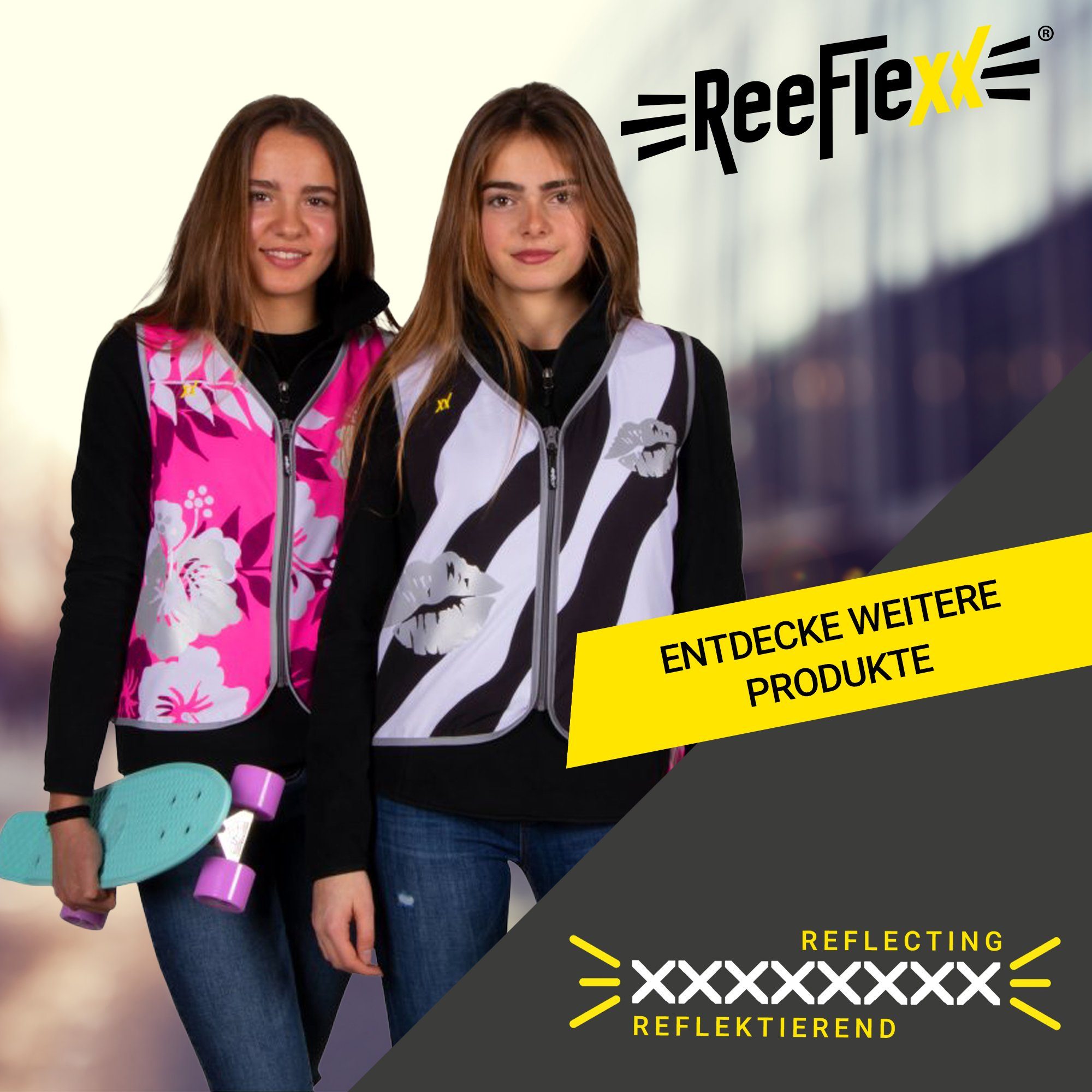 ReeFlexx Warnweste Square Mix Smiley Kinderwarnweste 