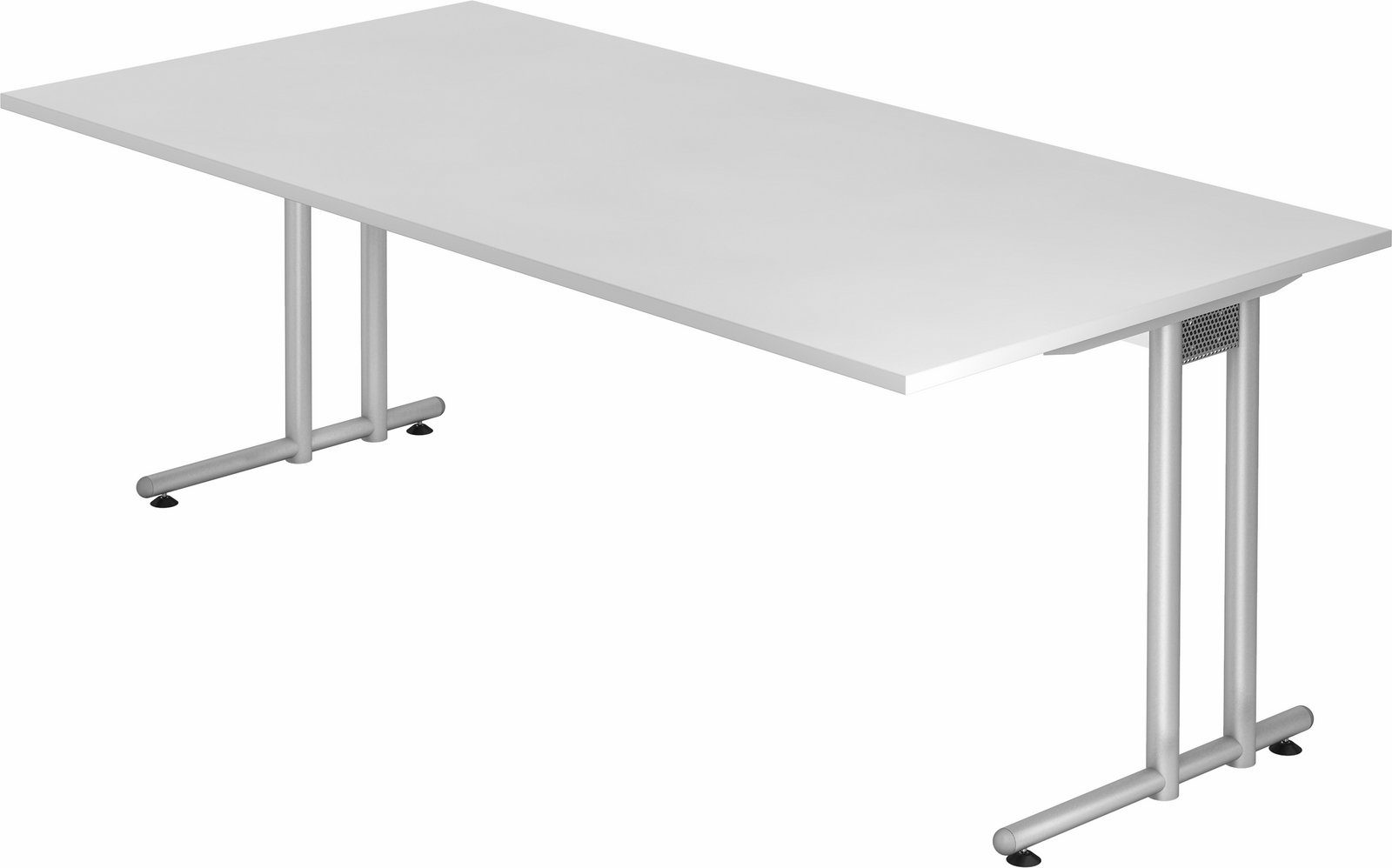 bümö Schreibtisch Schreibtisch Serie-N, Rechteck: 200 x 100 cm - Dekor: Weiß