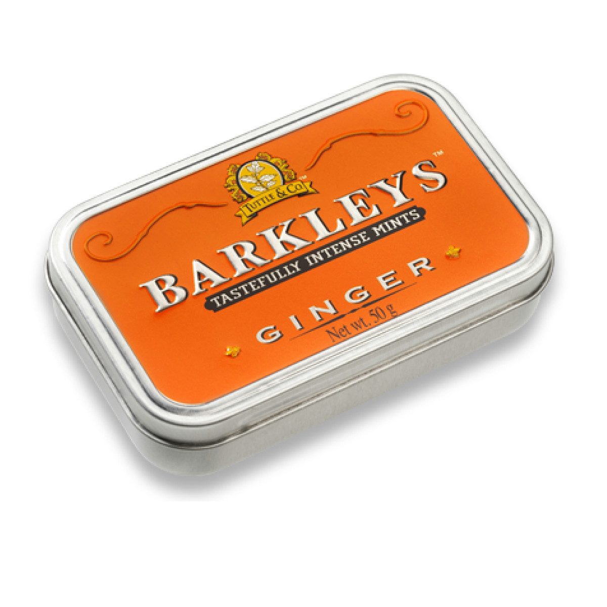 BARKLEYS Süßigkeit, Barkleys Ginger Pastillen Ingwer Geschmack in einer Metalldose 50g
