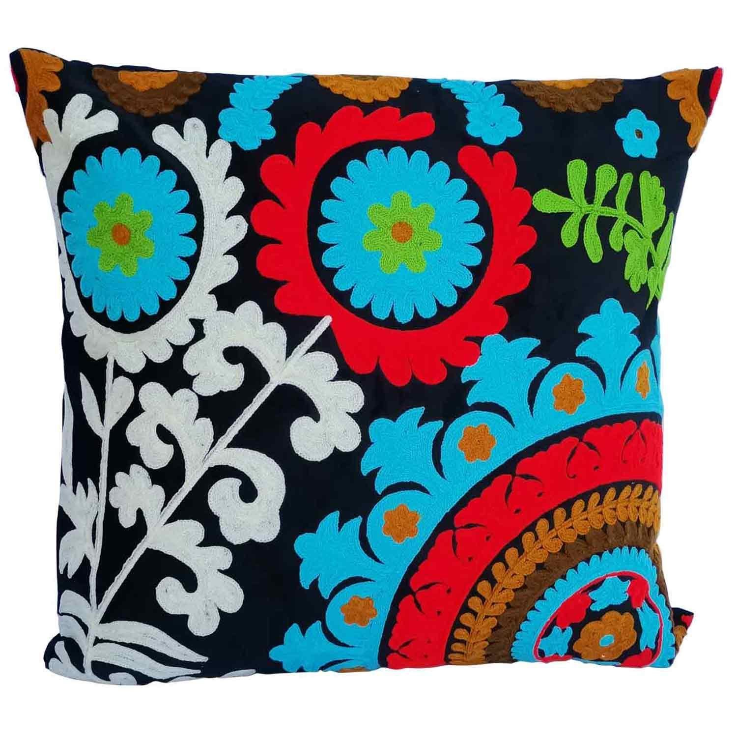 Casa Moro Dekokissen Orientalisches Samtkissen Etna 40x40 cm mit Füllung Kissen bestickt, Couchkissen Bohp Sofakissen Zierkissen MD006