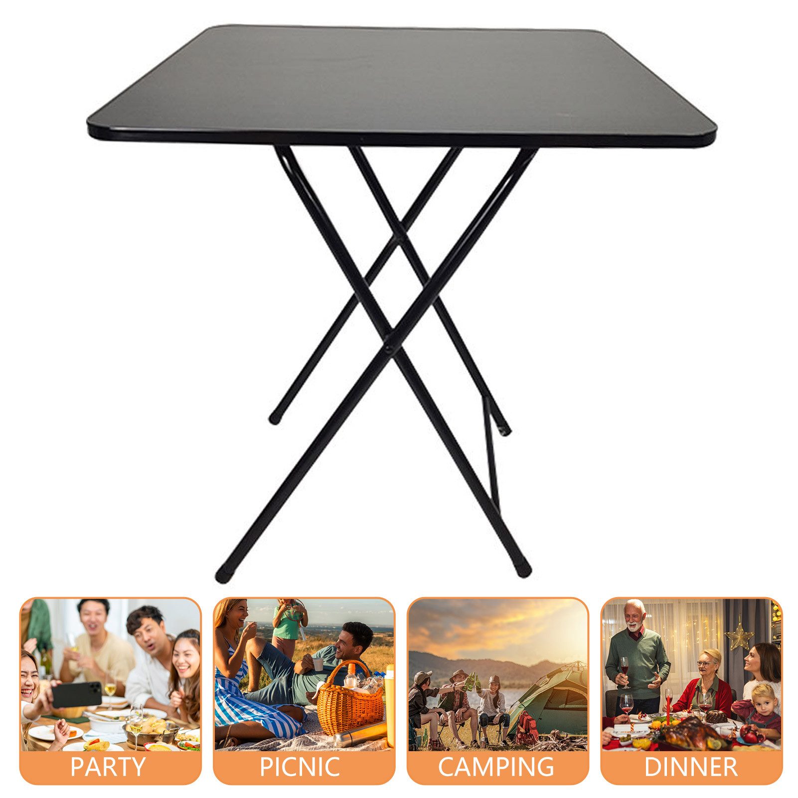 Rutaqian Klapptisch Faltbarer Campingtisch 60 x 60 CM, Quadratisch Multifunktionstisch (1 x klappbarer Esstisch), Klappbar Gartentisch Esstisch für Küche, Garten, Balkon, Camping, BBQ