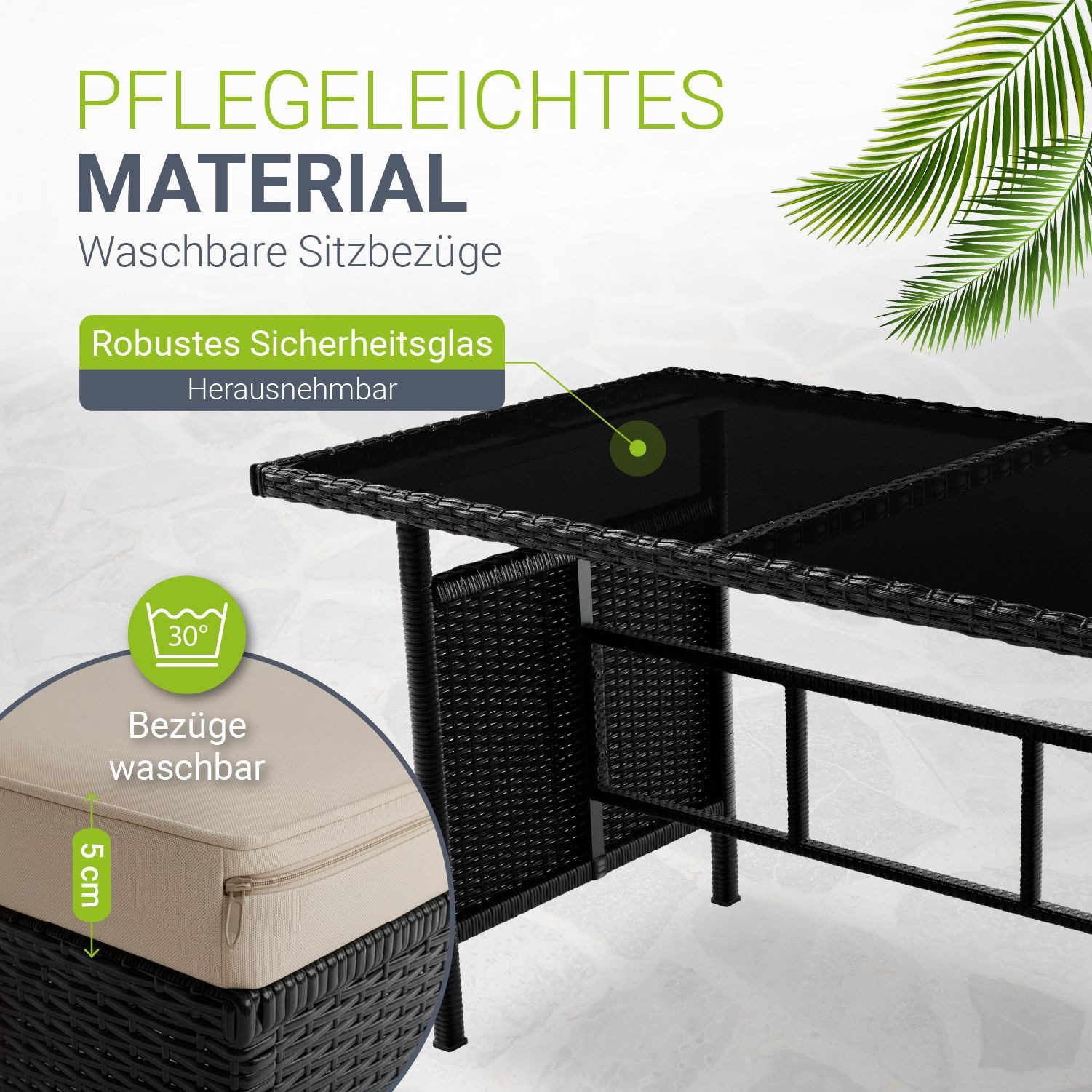 Juskys Gartenlounge-Set Manacor, (Gartenlounge), Polyrattan Gartenmöbel-Set mit Garten-Sofa, Garten-Tisch und 2 Hocker