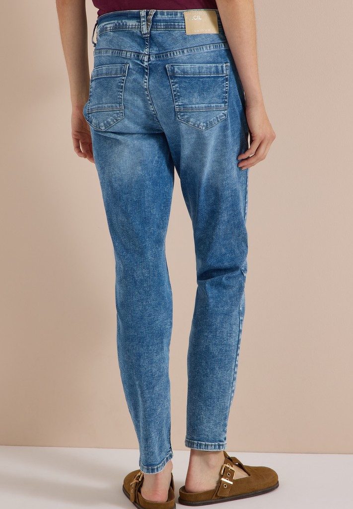 CECIL Bequeme Jeans Cecil / Da.Jeans / Style Tracey Mid Blue Patch Po