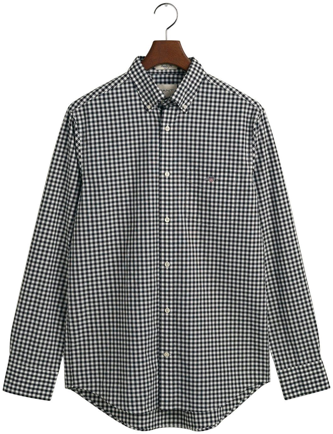 GINGHAM Gant der Brust POPLIN Langarmhemd Logostickerei SHIRT auf mit REG black