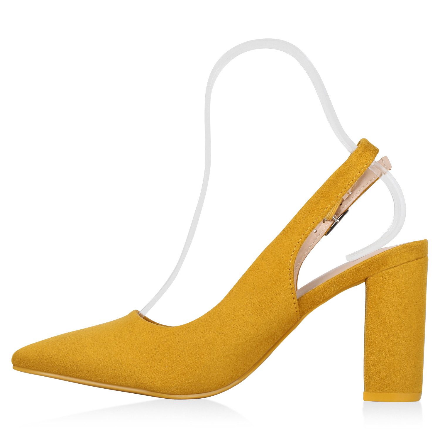 VAN HILL 832663 Slingpumps Damen Pumps Slingpumps Blockabsatz High Heel Slingback Abendschuhe