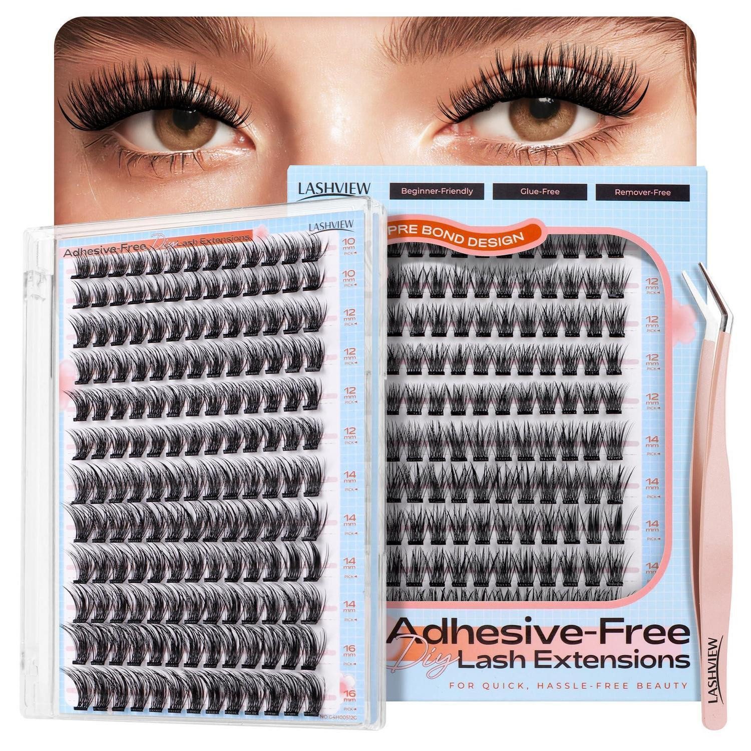 LuxusKollektion Einzelwimpern Selbstklebende Wimpern DIY Kit 10-16mm