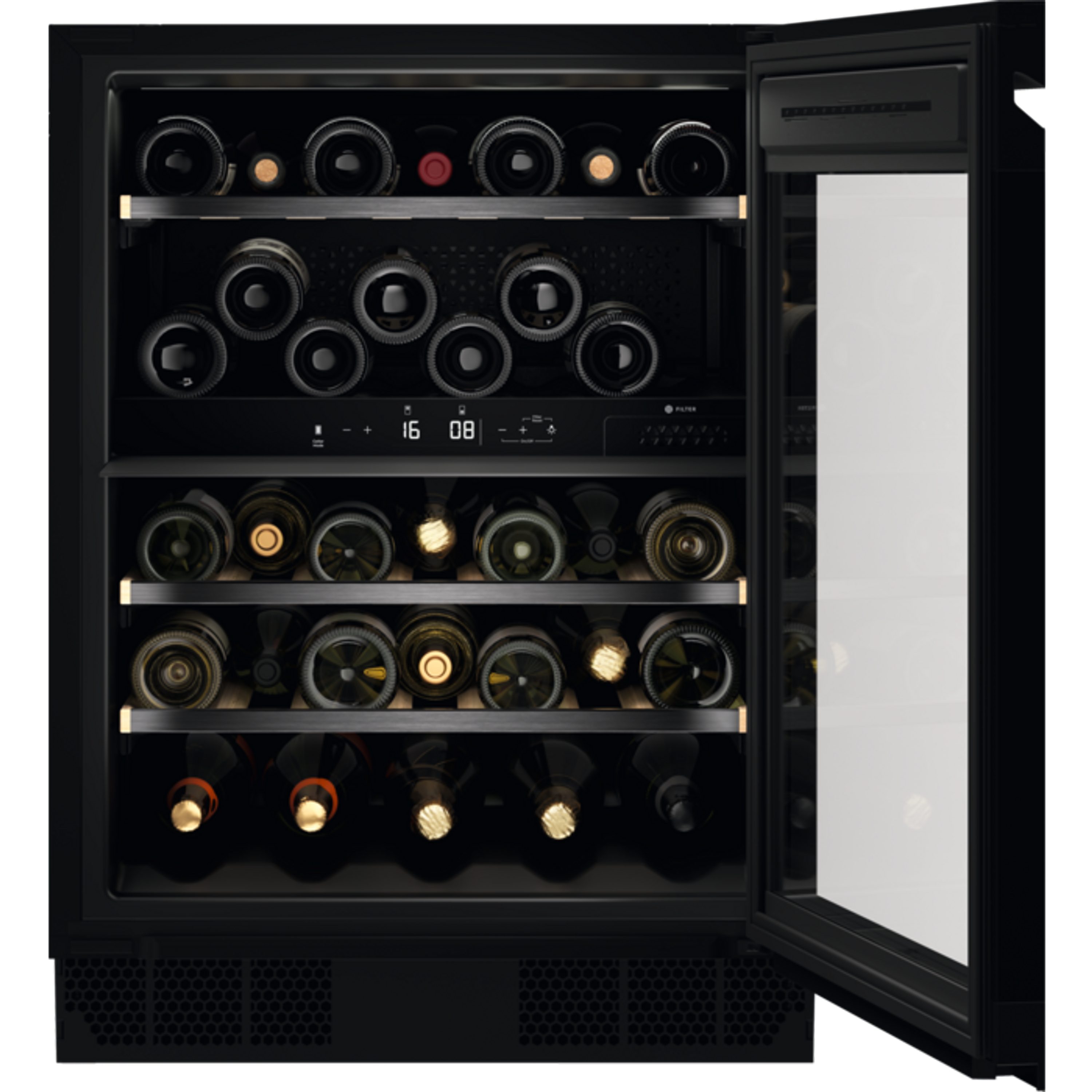 AEG 40 0,75l,LCD-Display, Weinlagerung Einbauweinkühlschrank Standardflaschen AWUD040B8B, á für