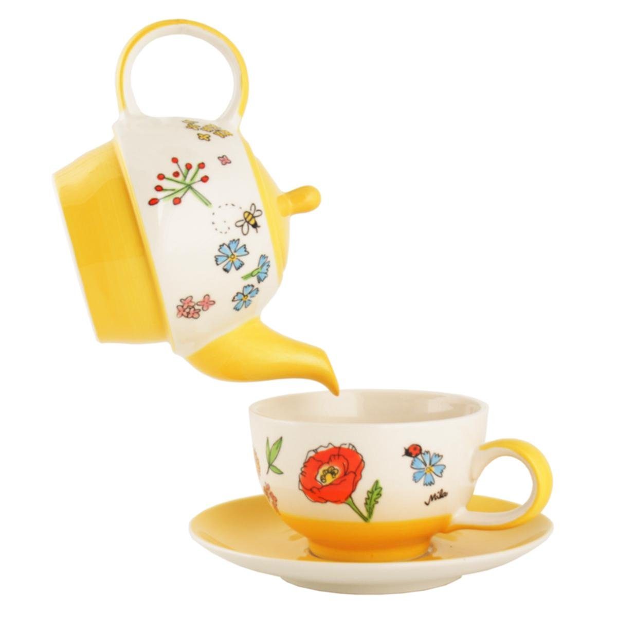 Mila Teekanne Mila Flowers, Tee-Set (Set) for Lovely Tea 0.4 Keramik l, One