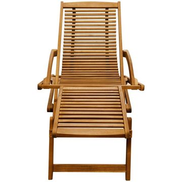 vidaXL Gartenlounge-Sessel Liegestuhl mit Fußablage Akazie Massivholz Gartenliege Sonnenliege Hol