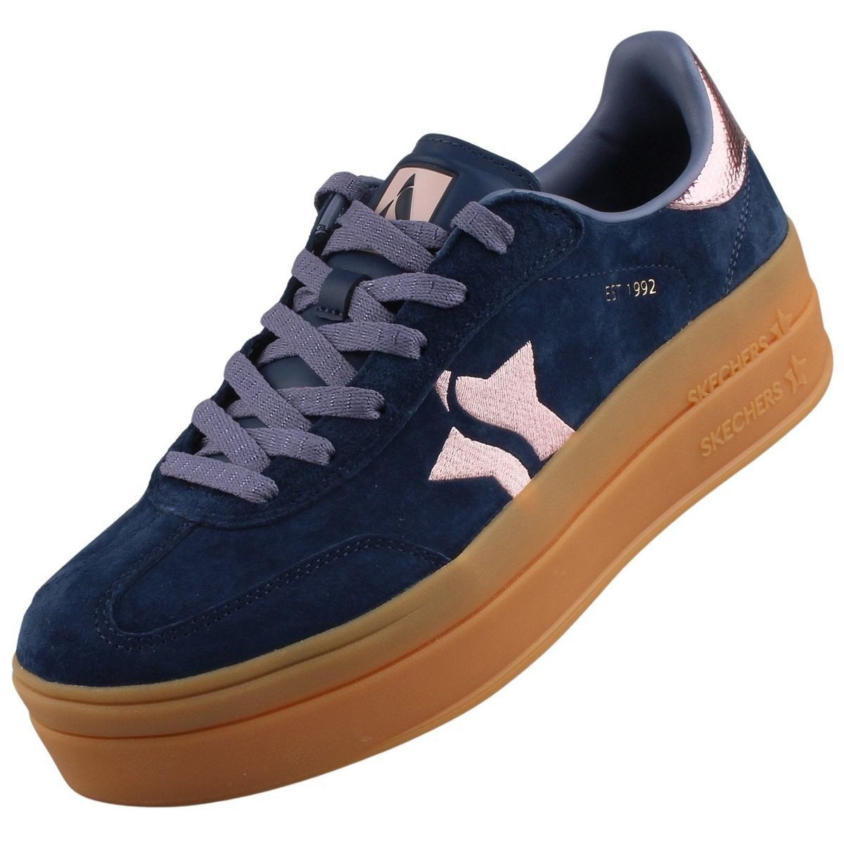Skechers 185430-NVPK Sneaker Stylisch, sportiver Schnürschuh mit Metallic-Details