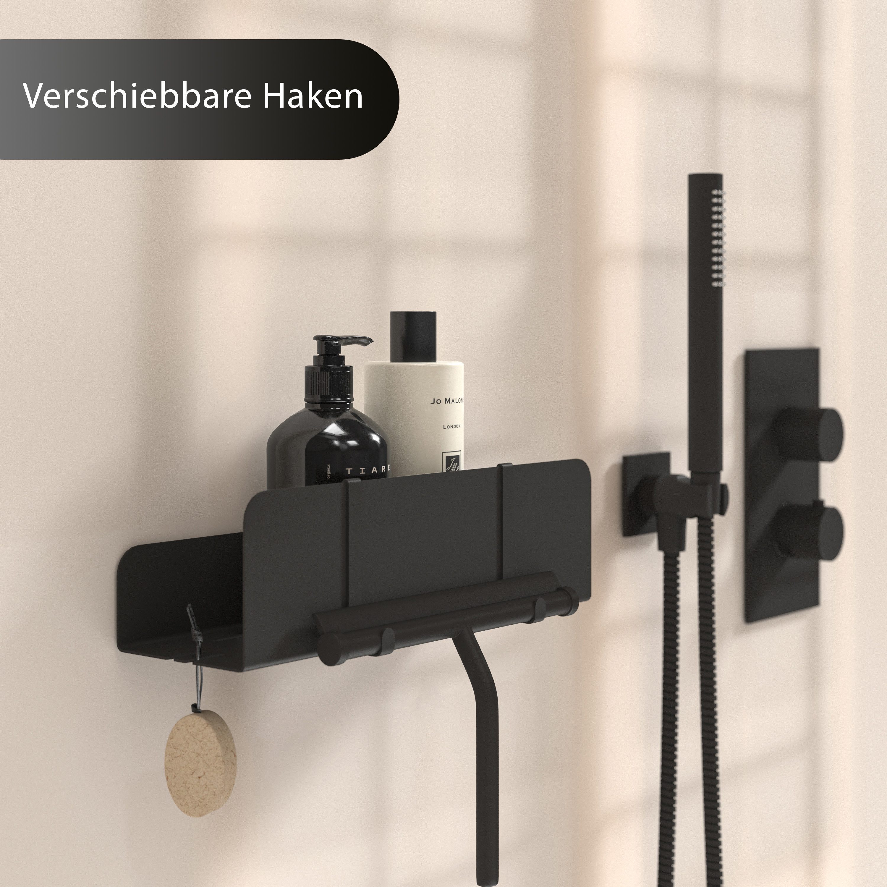 Dolvhin Duschablage ohne Bohren, Duschkorb Kleben, Duschregal ohne Bohren, Badregal, Badablage Edelstahl, Mit Ablaufrillen & Einhängeschlitze, Inkl. starkem Montage Klebeset