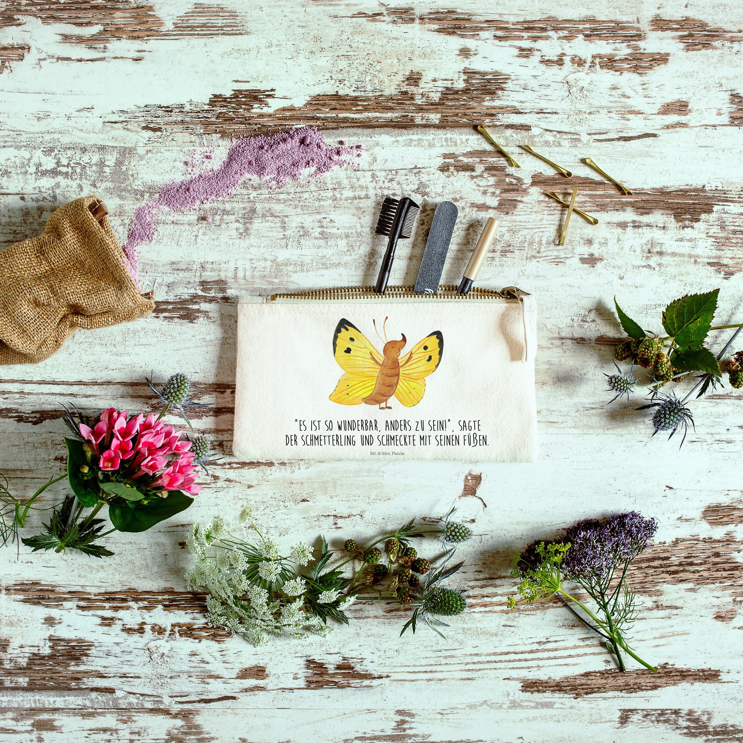 Mr. & Mrs. Panda Kosmetiktasche Geschenk, - Schmetterling Weiß Tiermoti - Zitronenfalter süße Makeup, (1-tlg)