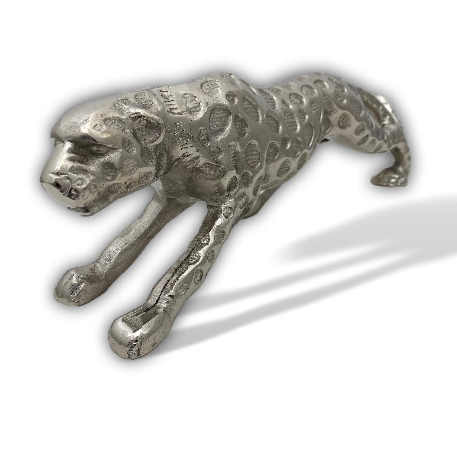 Aubaho Dekofigur Skulptur Raubkatze Anti Statue Raubtier Aluminium Jaguar Panther Figur