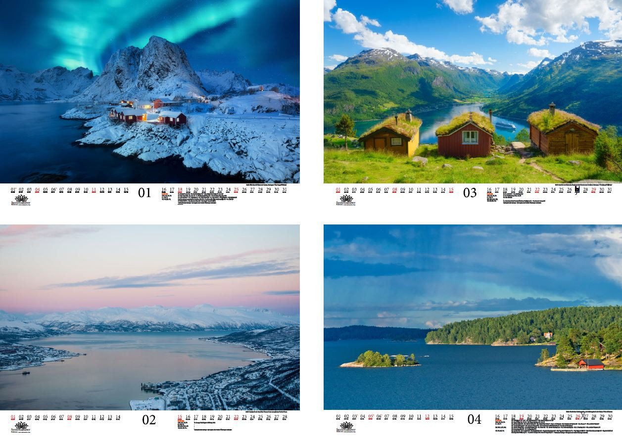 Thumbnail - Seelenzauber Wandkalender Reisezauber Fjorde DIN A3 Kalender für 2026 Bach Fluß Baum Bäume