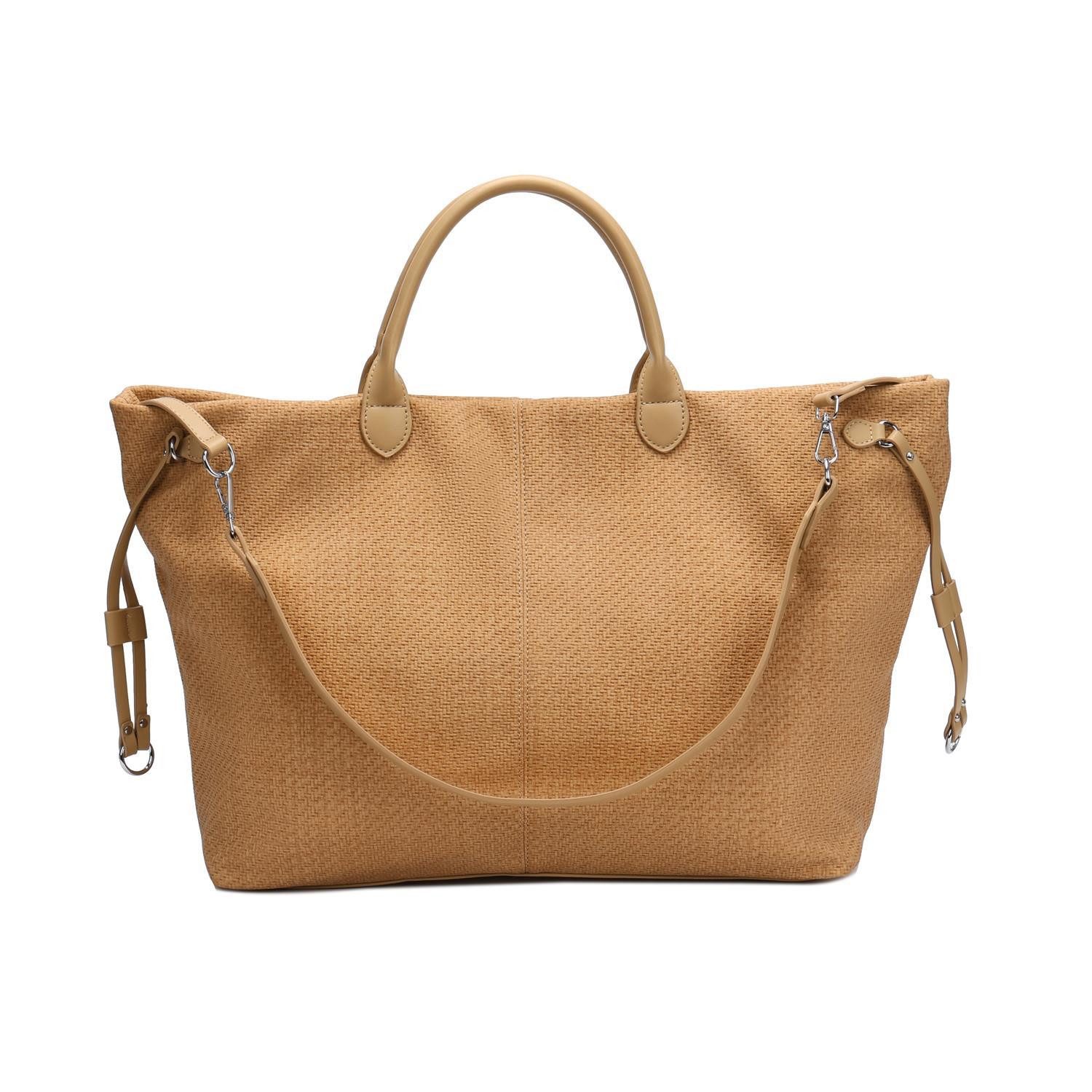 ITALYSHOP24 Shopper DAMEN XXL TASCHE Tote Bag Geflecht Beuteltasche Weekender Reisetasche, FLECHTOPTIK Workbag Businesstasche Schultertasche Henkeltasche Strand