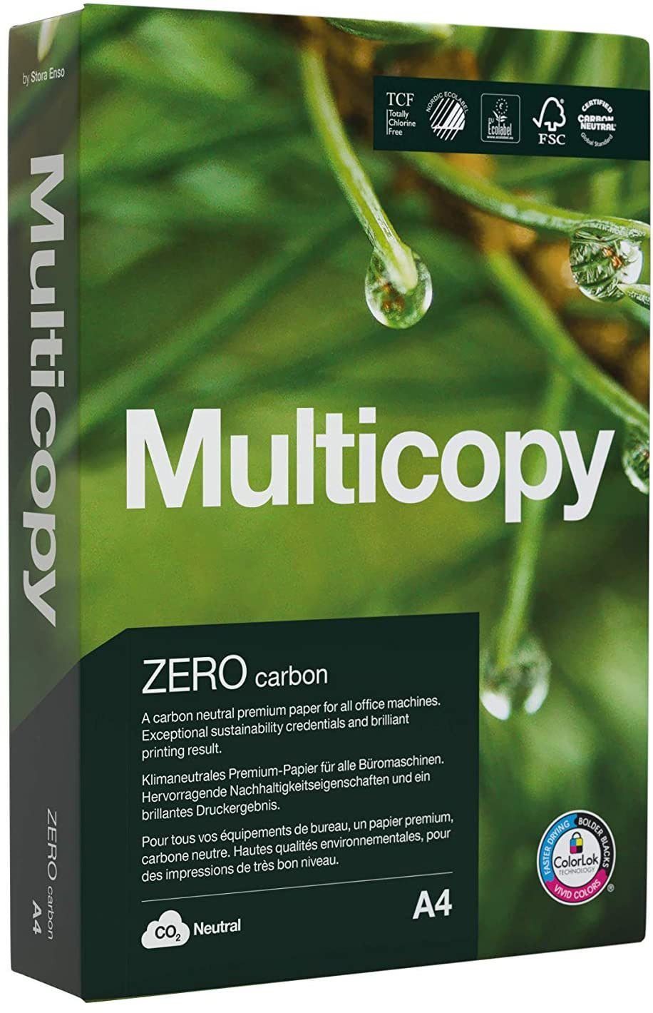MULTICOPY Druckerpapier Multifunktionspapier Zero - A4, 80 g/qm, hochweiß, 500 Blatt