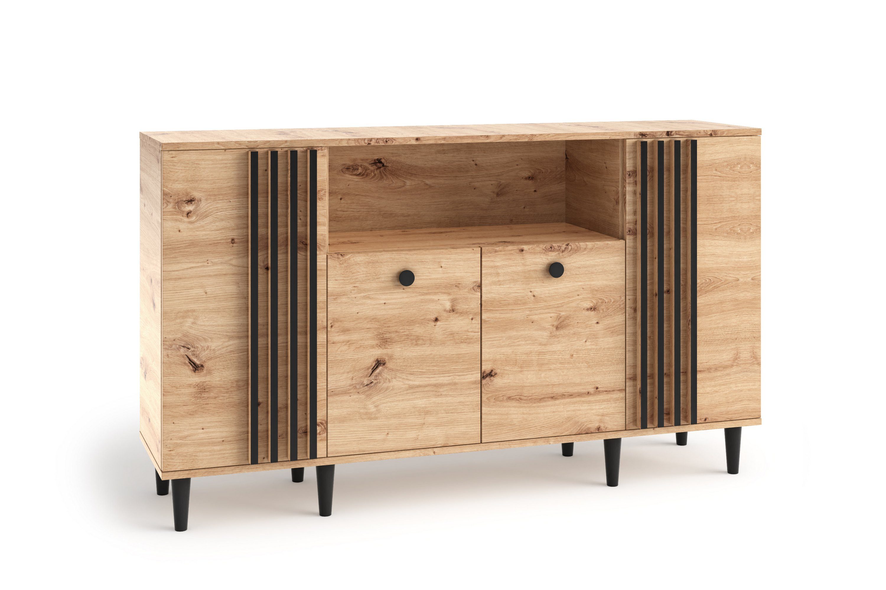 Kommode ARTIANO 160 cm Sideboard mit 4 Türen Eiche Artisan