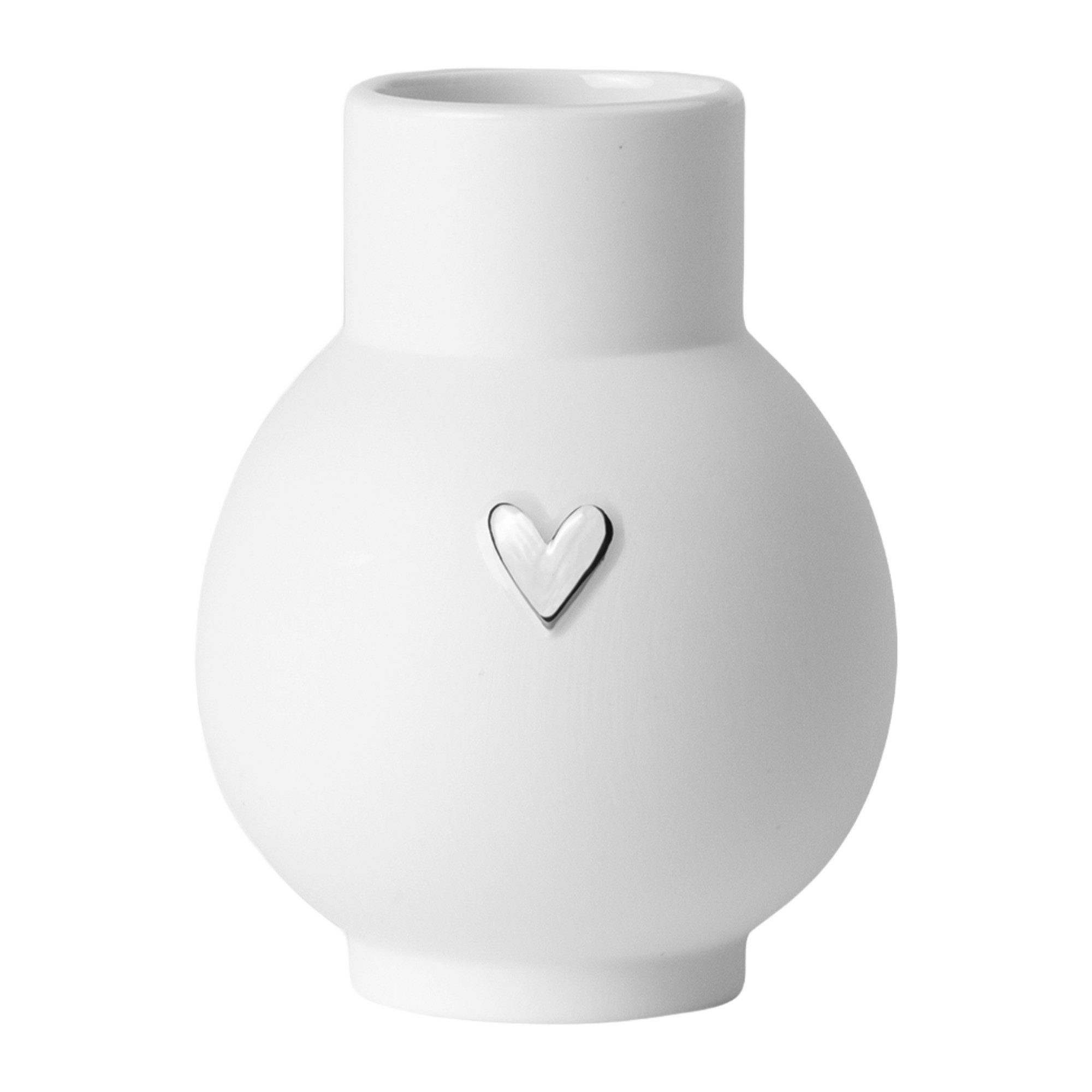 Räder Dekovase räder Lovely Mini-Kugelvase Herz Silber Porzellan Weiß