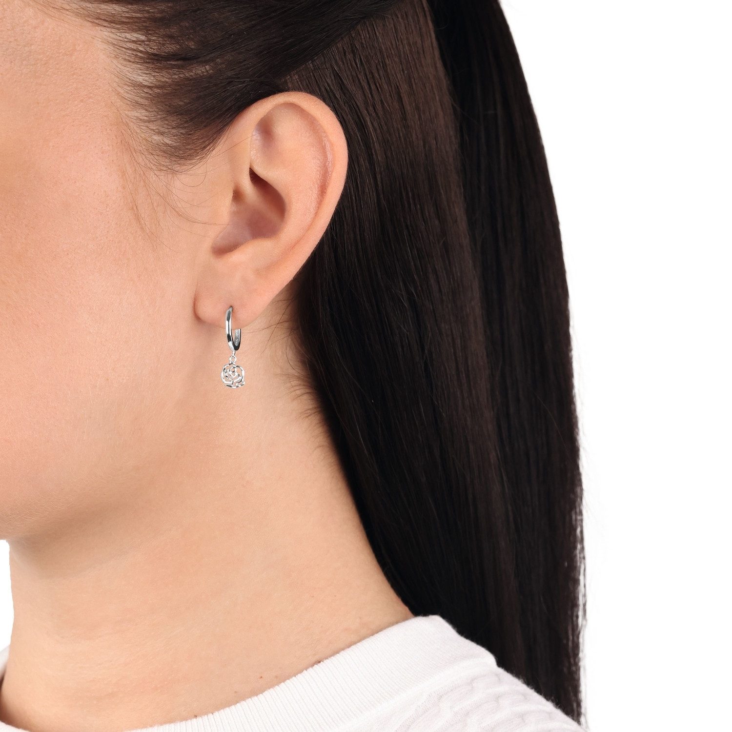 Amor Paar Creolen Amor Creolen für Damen, 925 Sterling Silber, Rose (Creolen, 2-tlg)