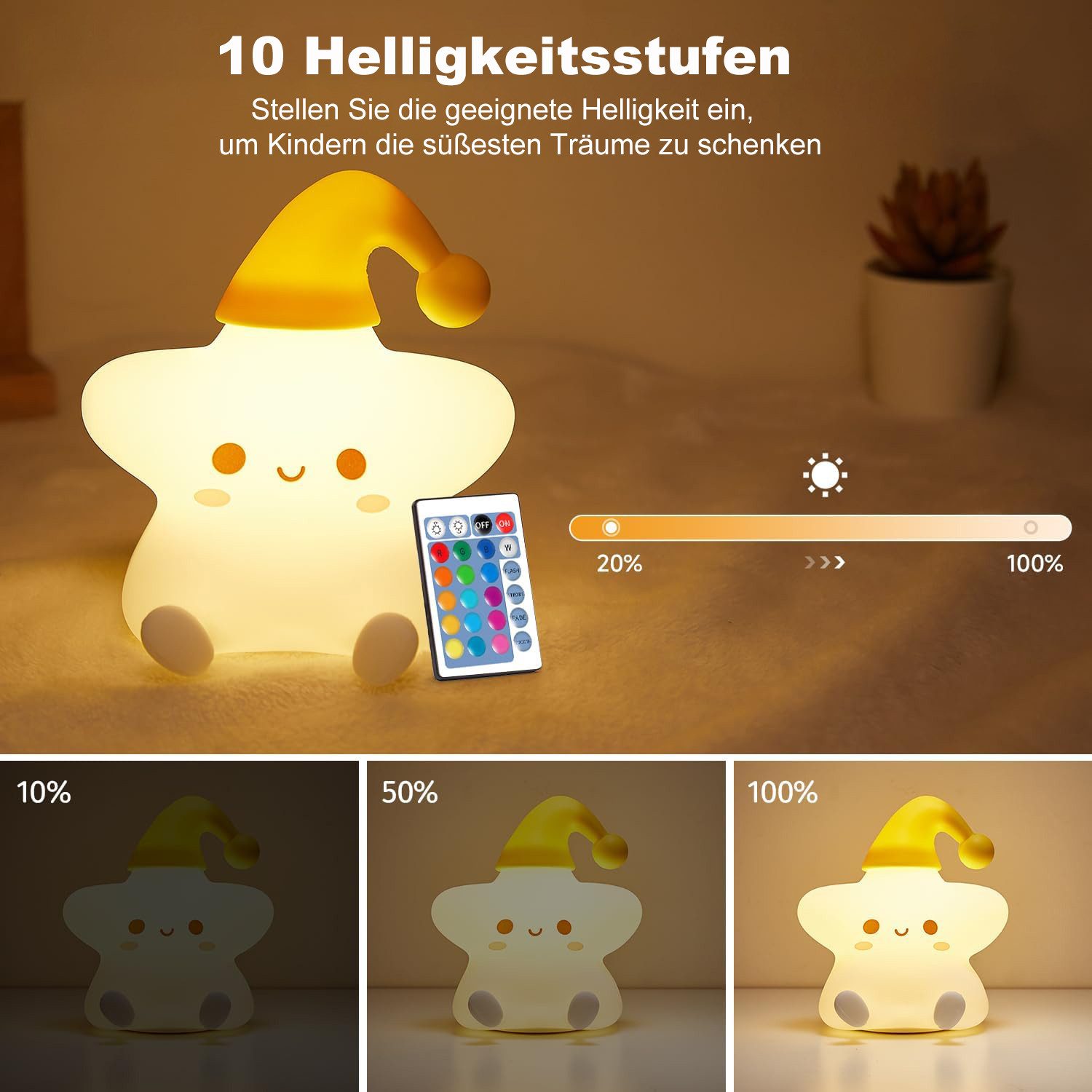 Futicare LED Nachtlicht Tier Nachtlicht, Nachtlicht süße Tiere Silikon, 16 Farben & 5 Helligkeiten, USB Wiederaufladbar, Baby Tischlampe für Kinderzimmer Babyzi – Bild 5 von 5