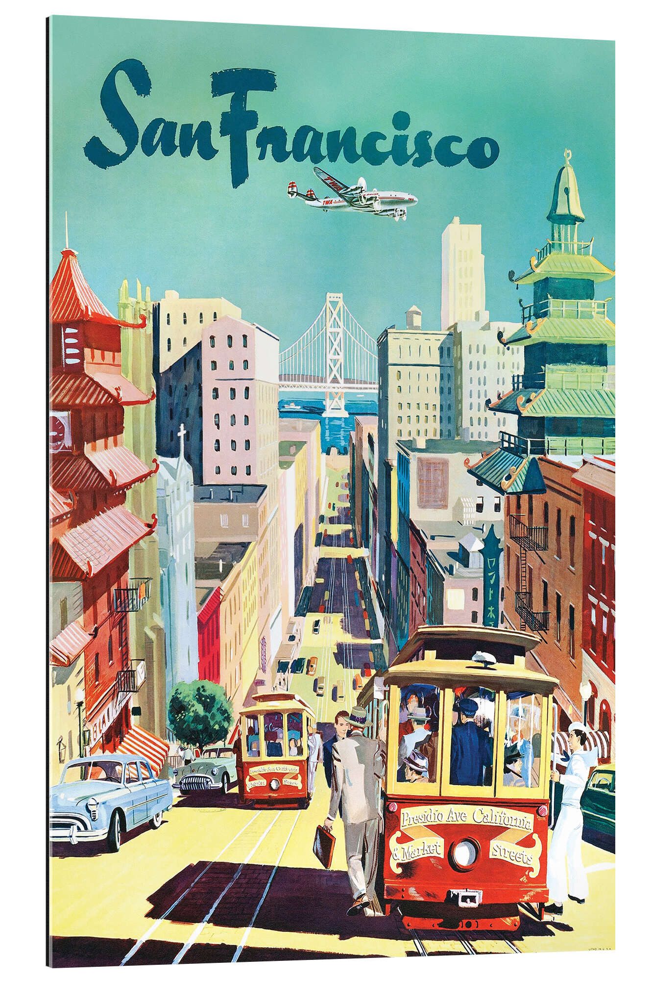 Posterlounge XXL-Wandbild Vintage Travel Collection, San Francisco, Vintage Illustration