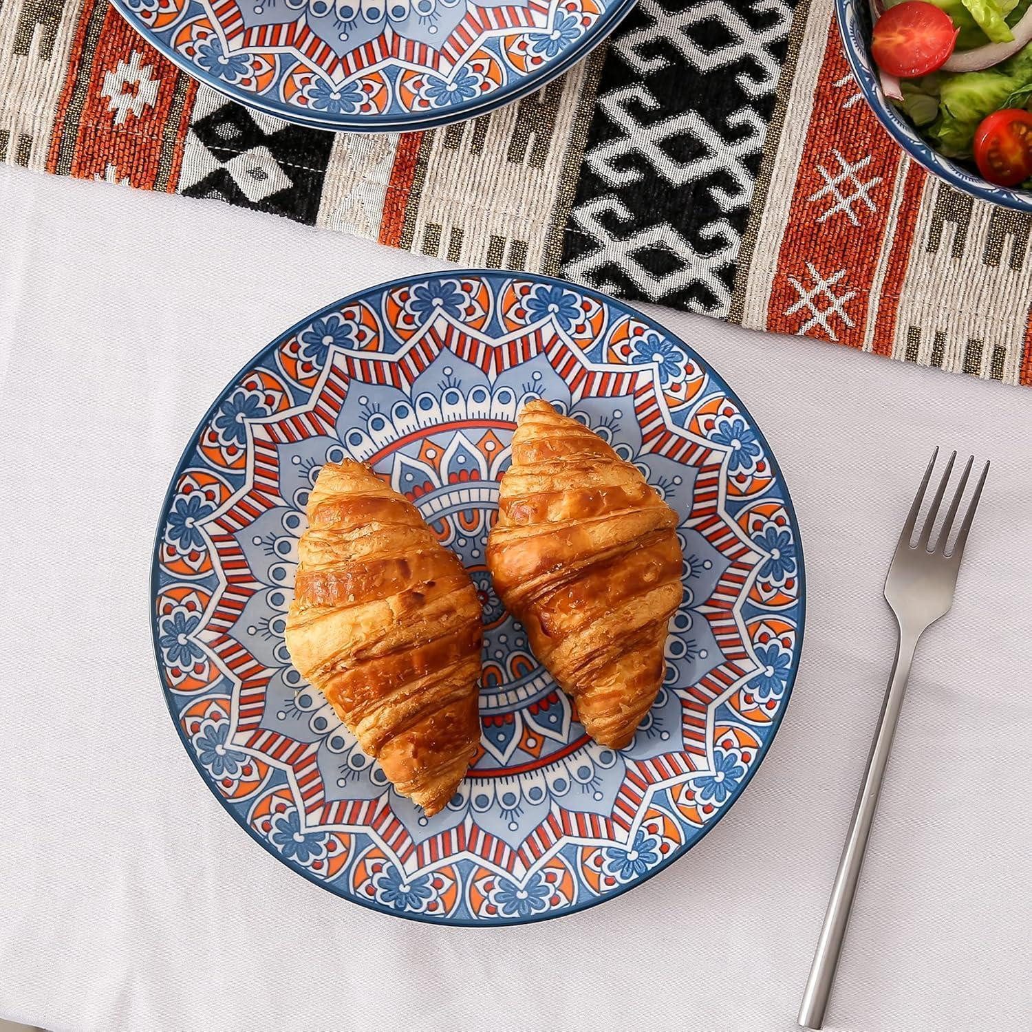 LuxusKollektion Kuchenteller Kuchenteller Porzellan 12pcs Dessertteller Mandala-türkis