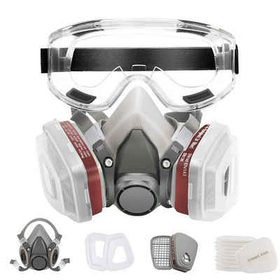 yozhiqu Gesichtsmaske Atemschutzmaske, wiederverwendbare Halbmaske,komplett mit Schutzbrille, 1-tlg., zum Schutz vor Staubpartikeln, geeignet für Färben, Zementwerk