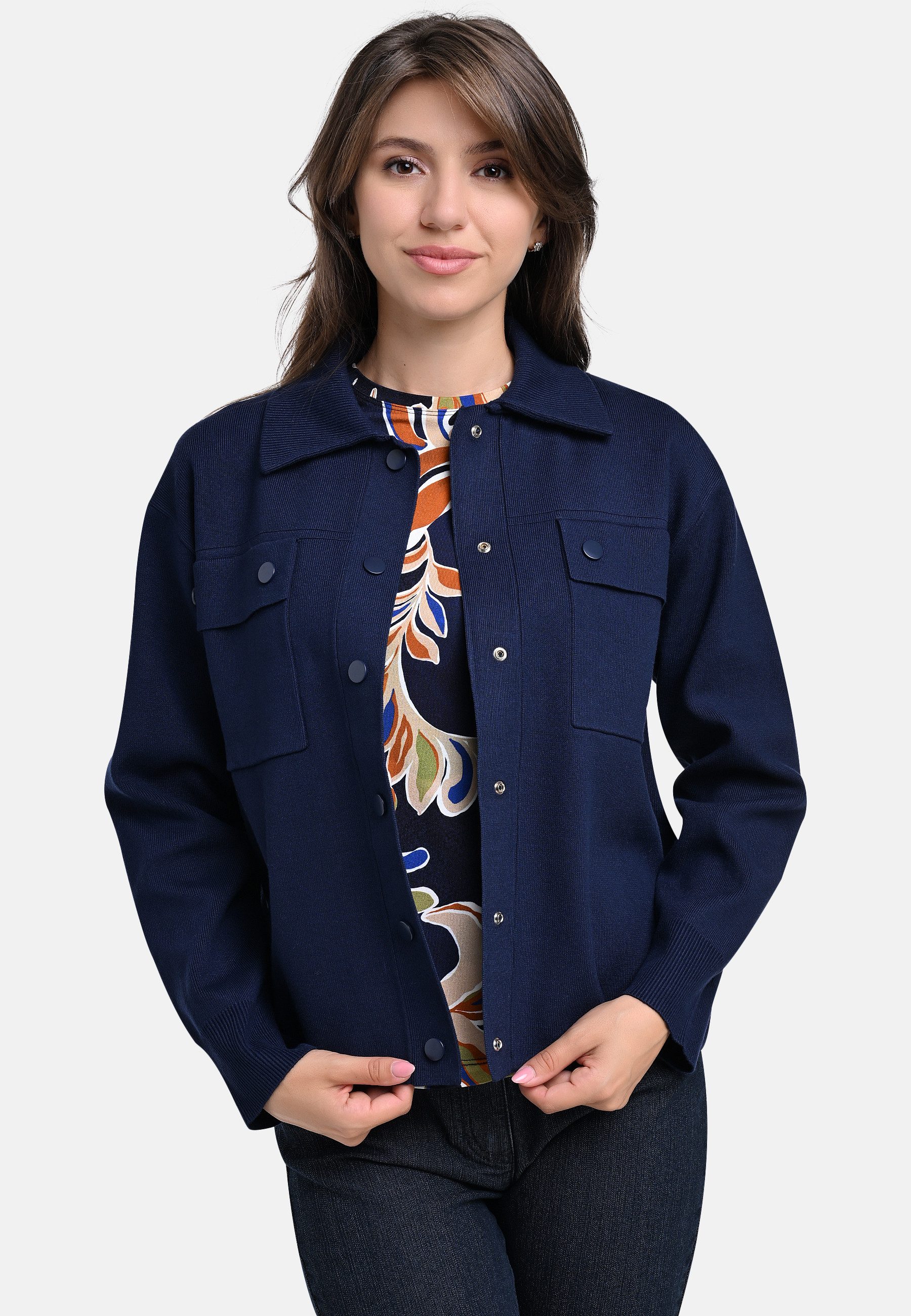 BICALLA Cardigan Strickjacke in Dunkelblau (1-tlg)