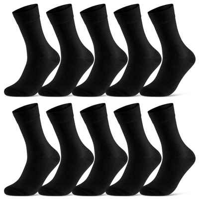 sockenkauf24 Socken 10 Paar Damen & Herren Socken Business Socken Baumwolle (Schwarz, 39-42) mit Komfortbund (Basicline) - 70201T