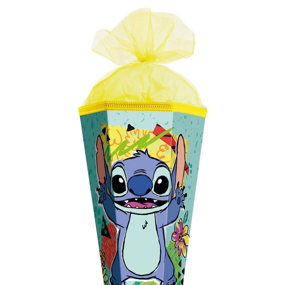 Roth Schultüte Disney Stitch, 85 cm, eckig, 6-eckig, Tüllverschluss, Roth-Spitze