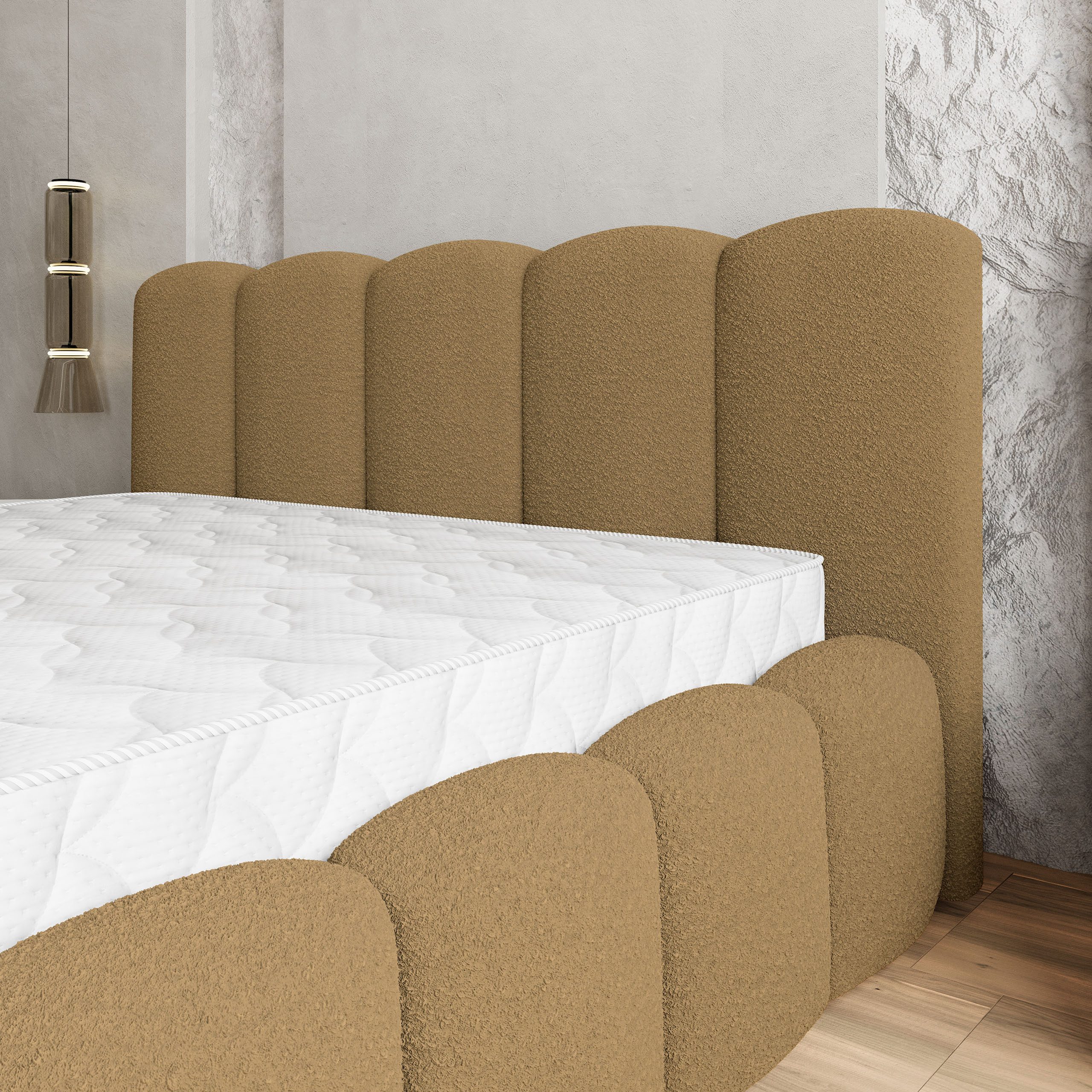 Masseno Polsterbett FALINA 180x200 cm orange (mit Bettkasten und Lattenrost)