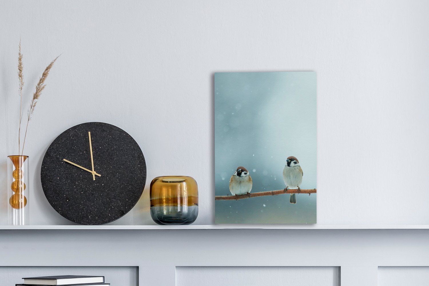 OneMillionCanvasses® Leinwandbild Vögel - Spatz - Schnee - Winter, Fotodruc günstig online kaufen