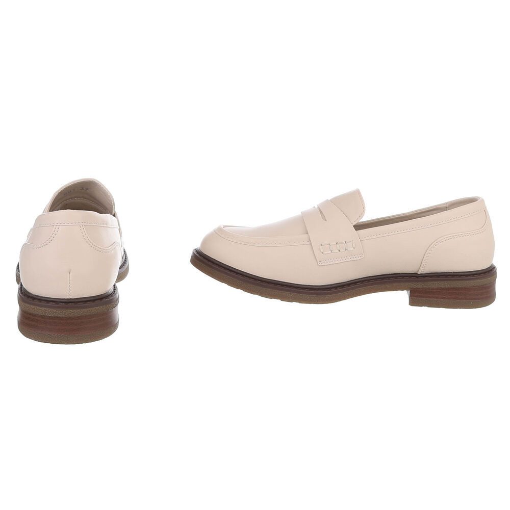 Ital-Design Damen Loafer Pennyloafer mit Blockabsatz Slipper (91742634) Blockabsatz Mokassins in Beige – Bild 5 von 5