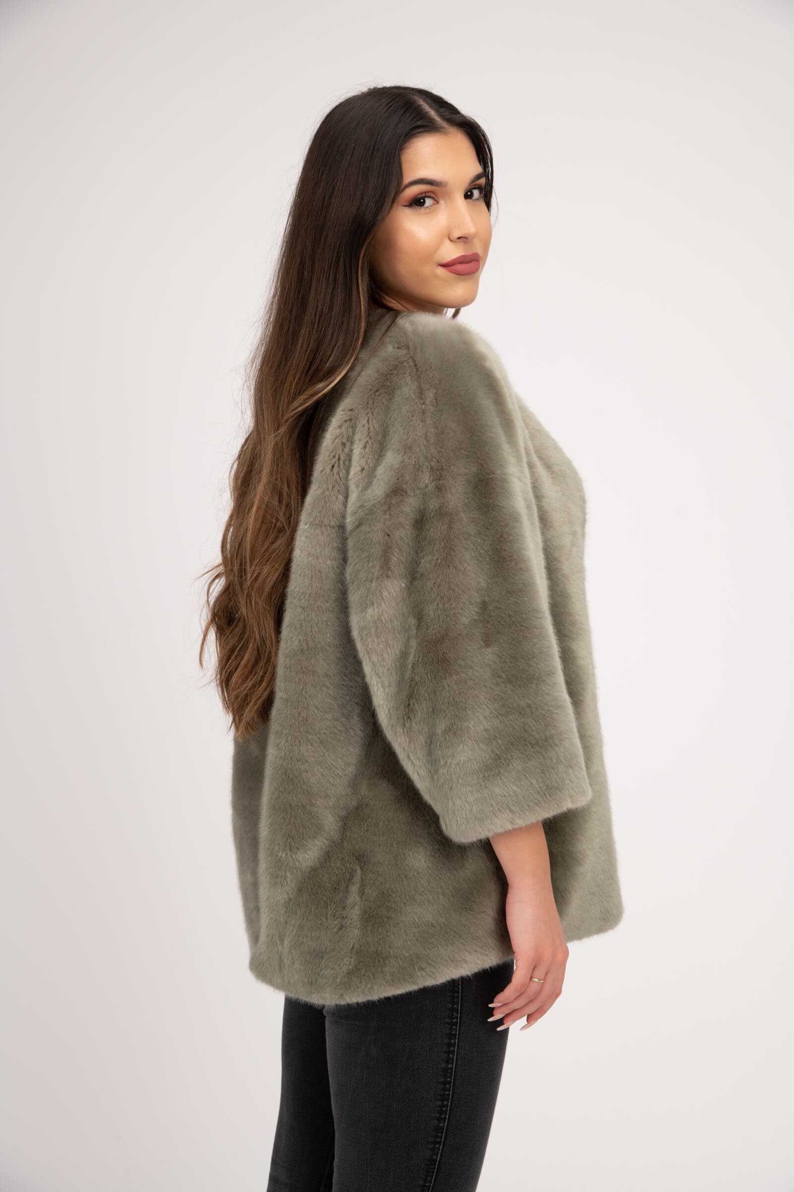 Antonio Cavosi Fellimitatjacke Faux Fur Jacke mit 7/8 Arm günstig online kaufen